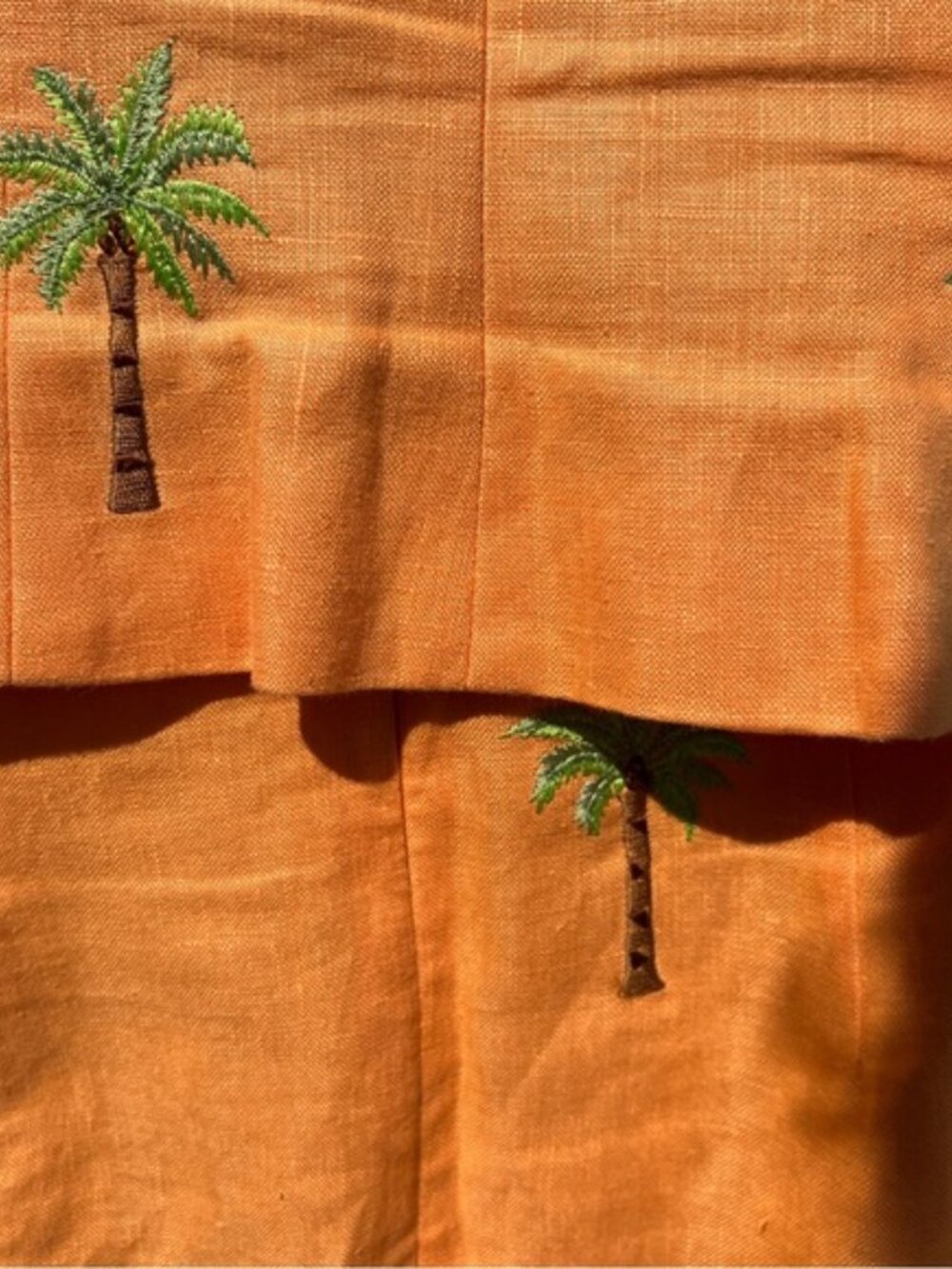 Jade by Melody Tam 100% Linen Embroidered Palm Tree Two Piece Set Size 4 - Picture 6 of 7